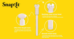Snapit drop-screw-snap method illustrated for easy repairs.