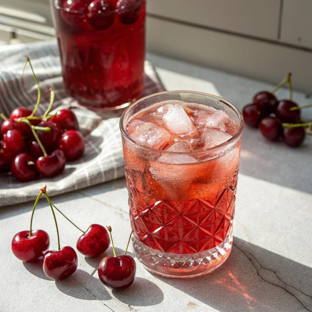 SNEAK Cherry Bomb drink served, vibrant flavor on hand.