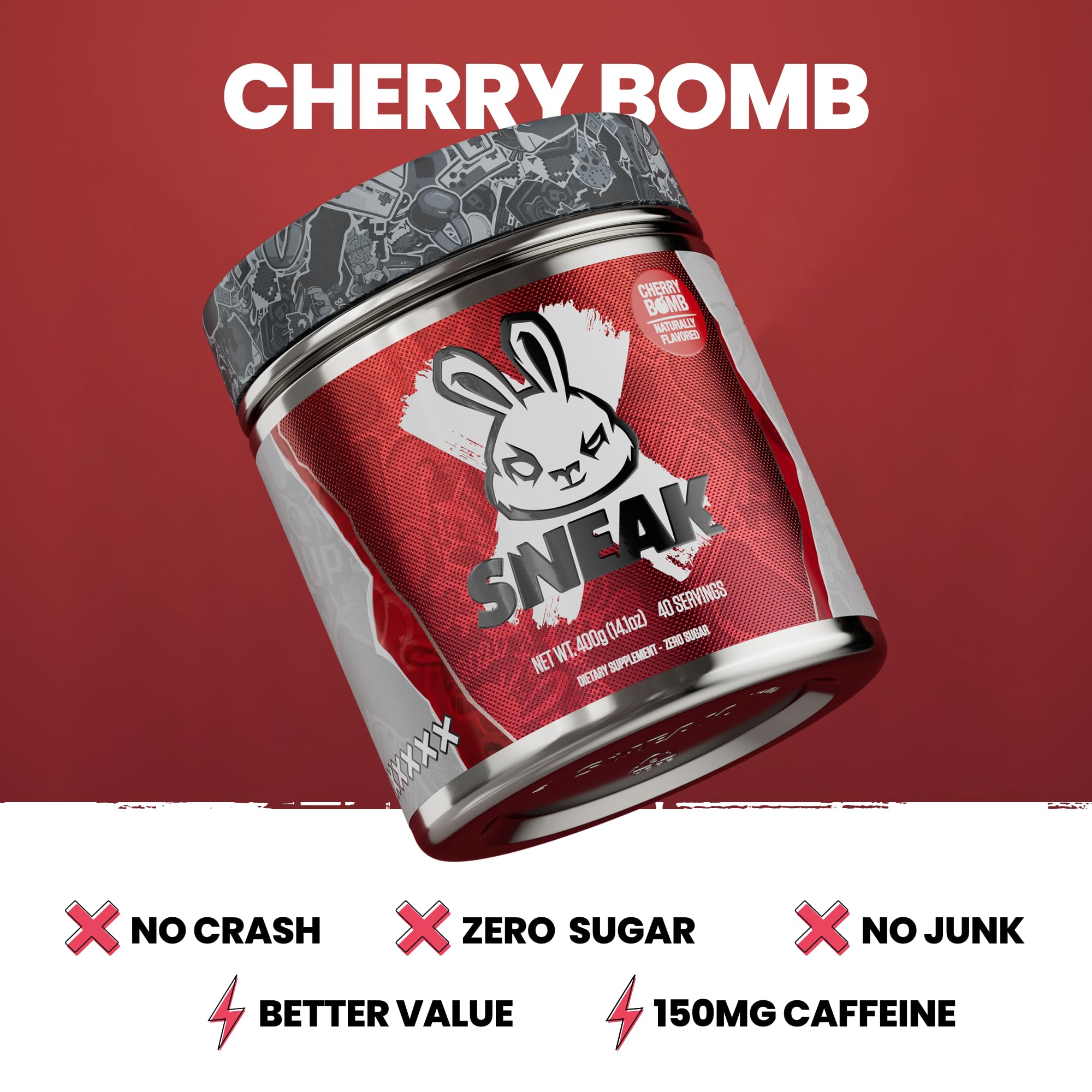 SNEAK Cherry Bomb being poured into a shaker for on-the-go energy.