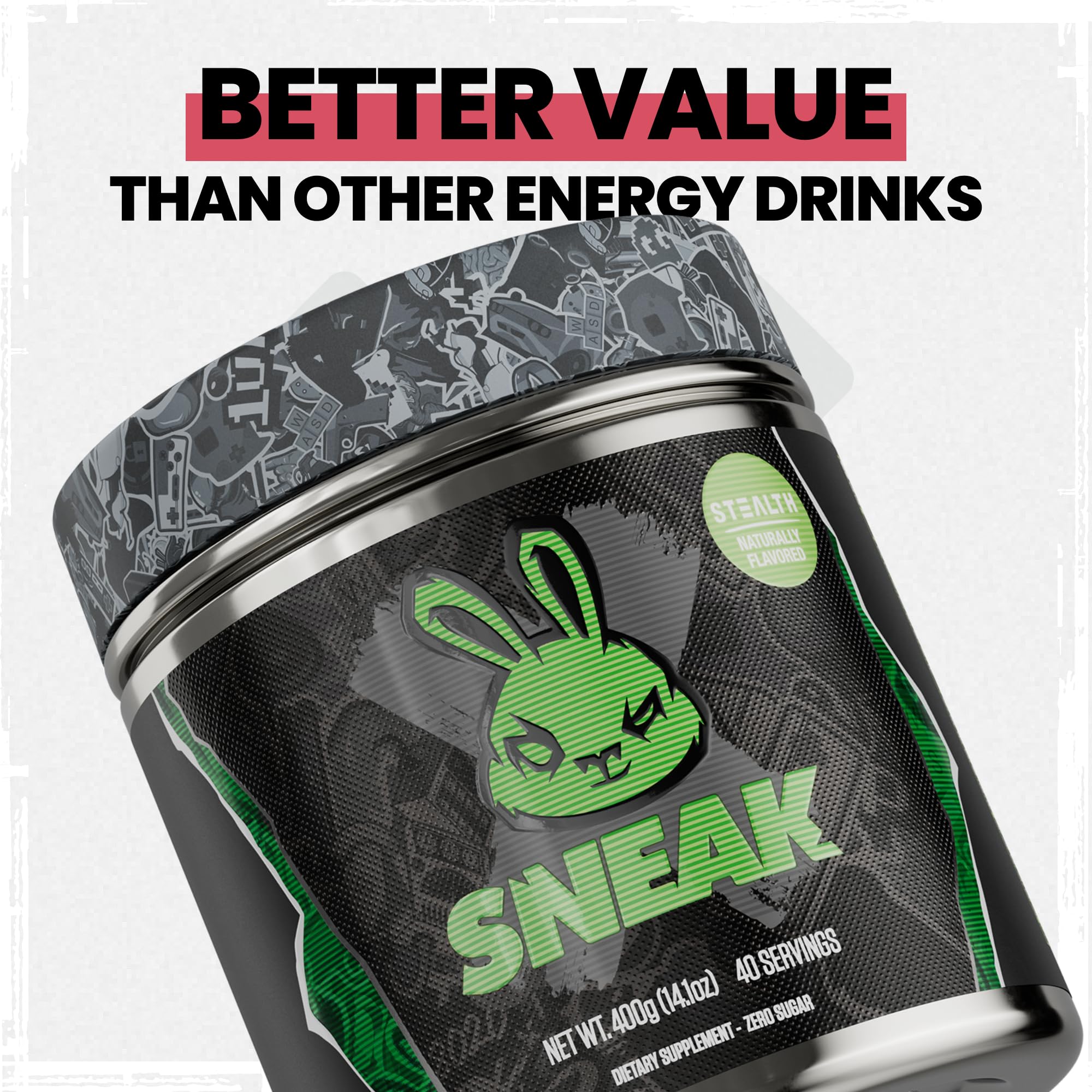 SNEAK Stealth tub packaging on shelf for easy storage and mixing