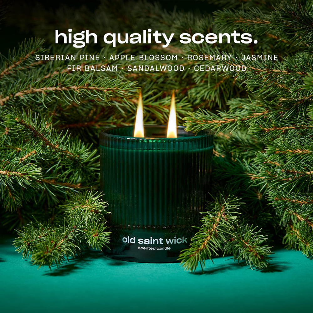 Snif Old Saint Wick candle fir balsam adds festive fragrance to gatherings.