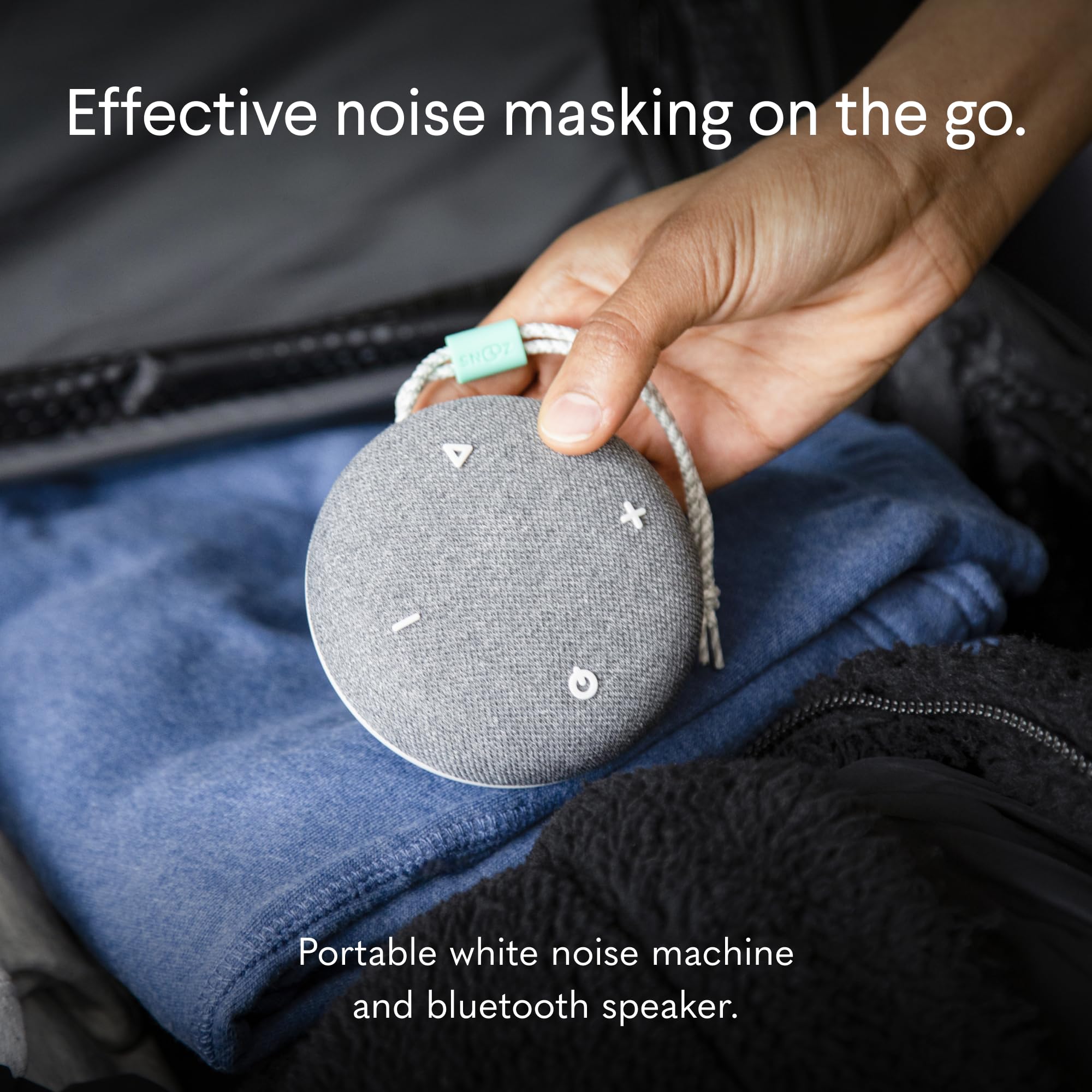 SNOOZ Go illustrates Bluetooth speaker functionality for daytime listening.