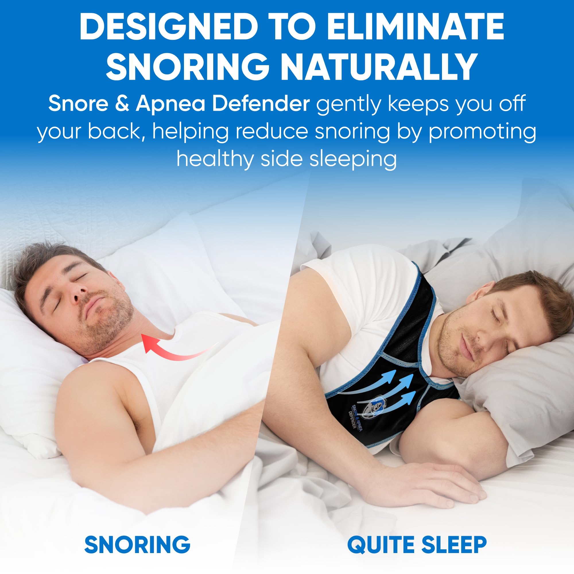 SNORE & APNEA DEFENDER Snore & Apnea Guard adjustable straps provide a secure, customizable fit.