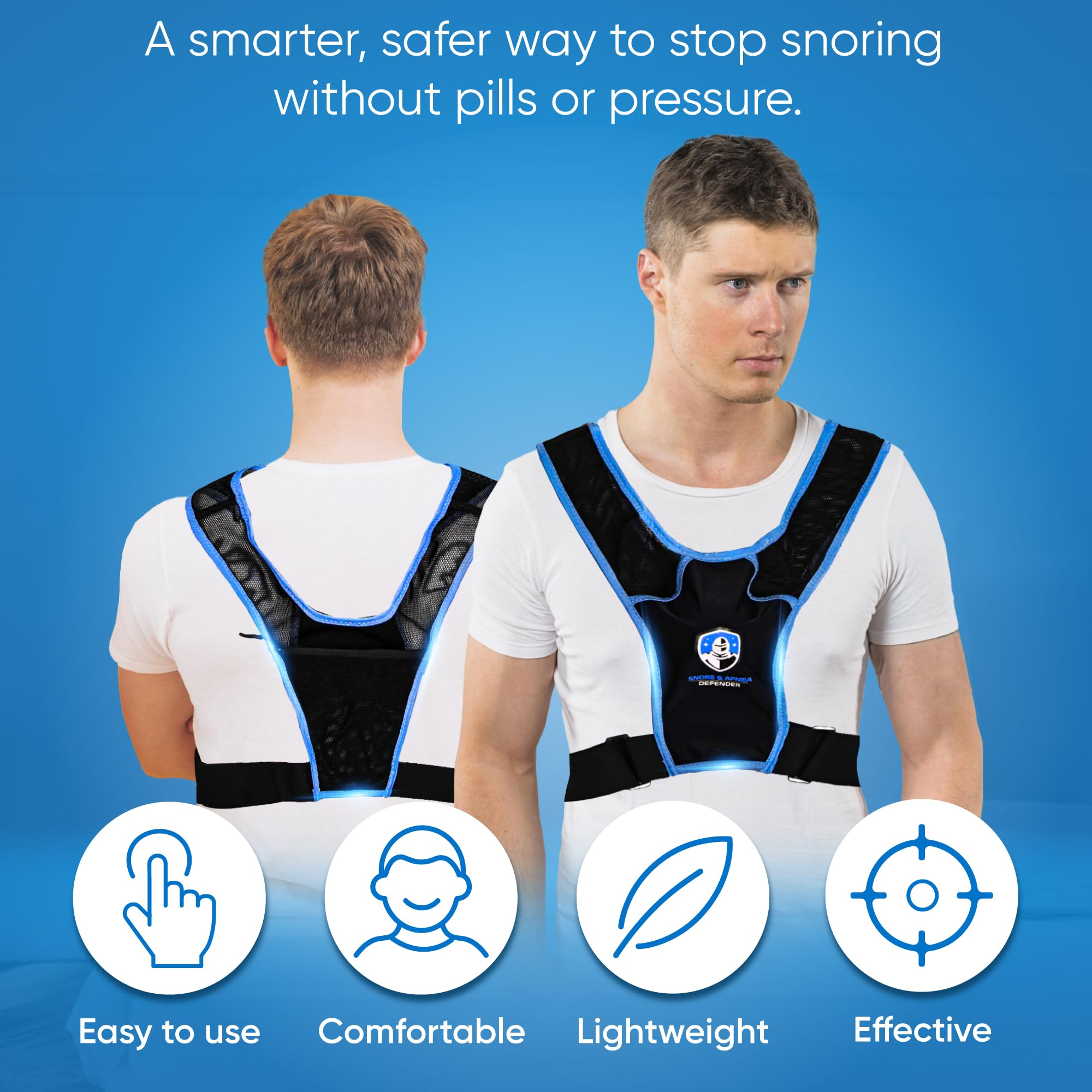 SNORE & APNEA DEFENDER Snore & Apnea Guard breathable materials keep you cool while resting.