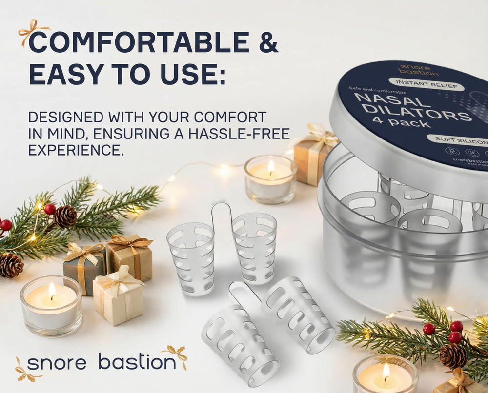 Snore Bastion nasal dilators in use may reduce nasal resistance at night.