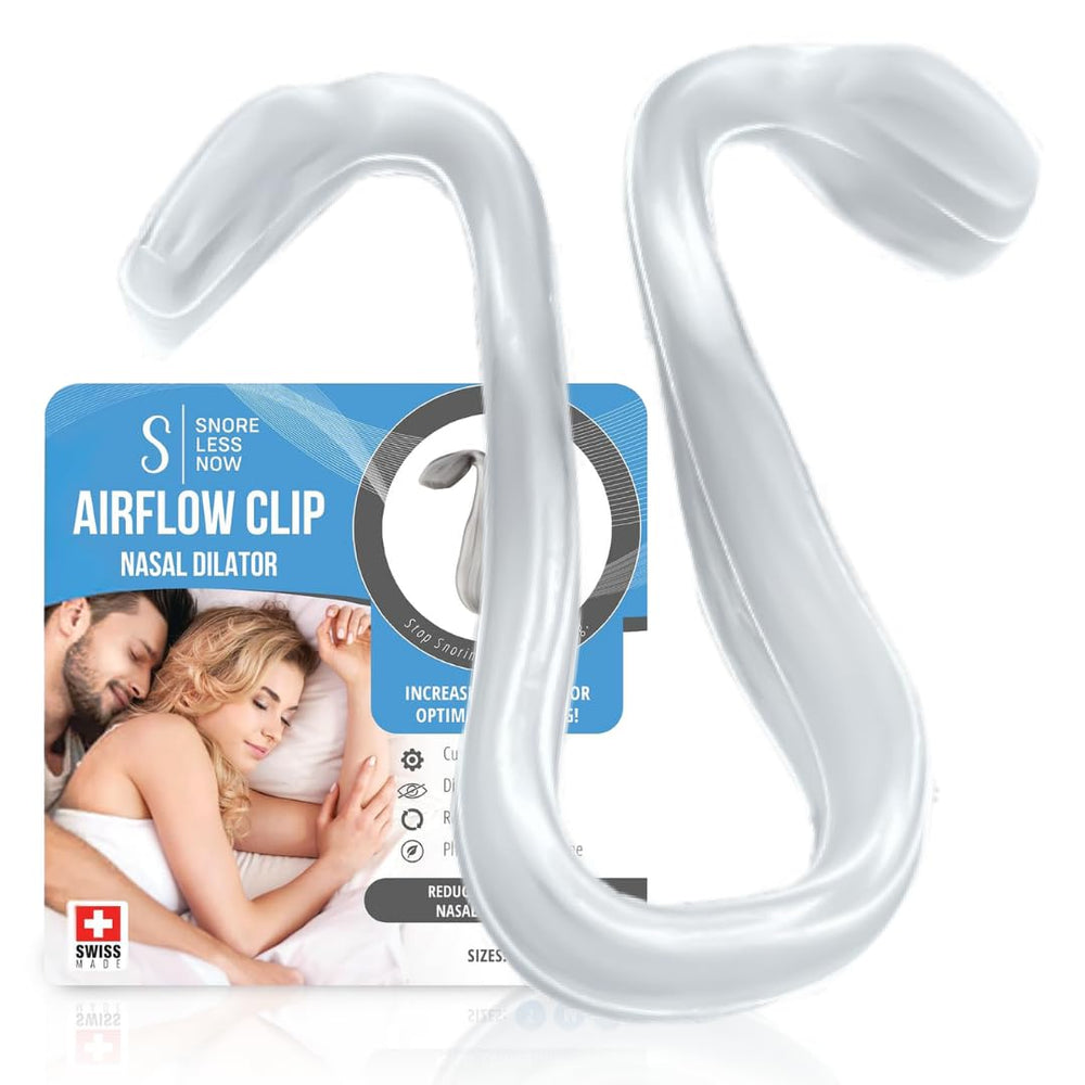 SnoreLessNow Airflow Clip nasal dilator close-up highlighting comfortable design for easier breathing