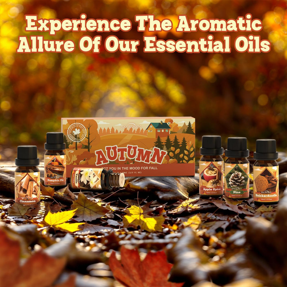 SNOWSEN Autumn diffuser setup image showing aroma oils in use.