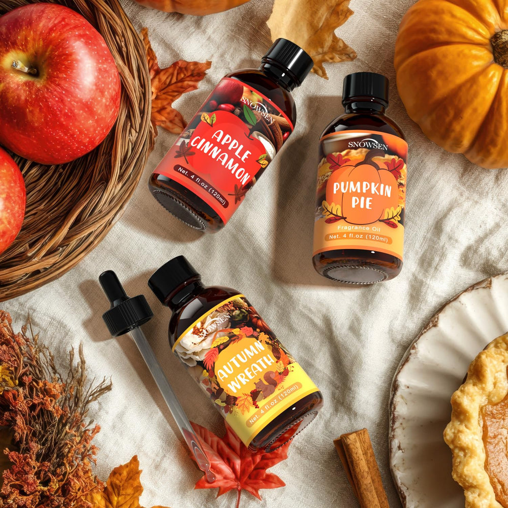 SNOWSEN Autumn Wreath packaging in amber glass preserves freshness
