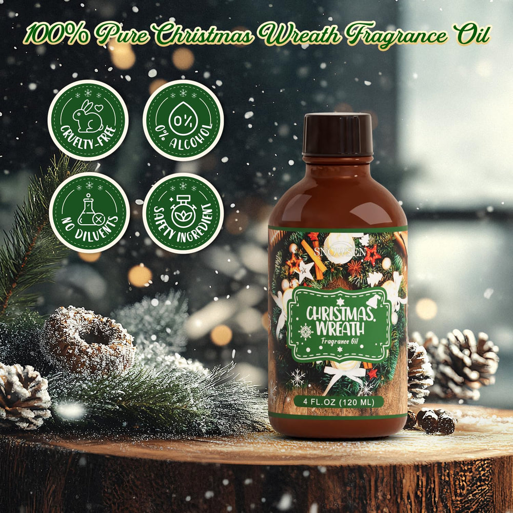 SNOWSEN fragrance oil for candle making adds festive aroma.