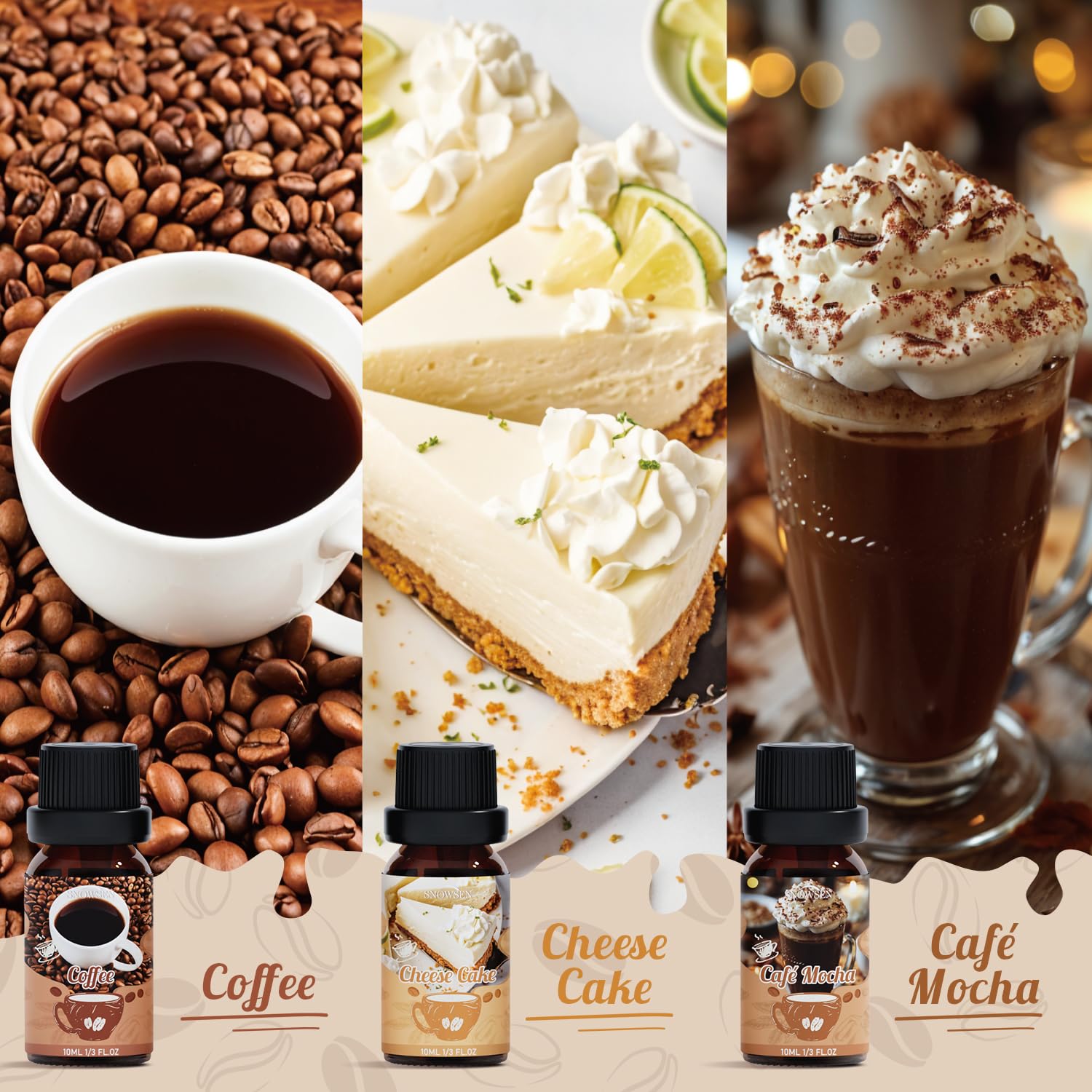 SNOWSEN Coffee fragrance oil bottle for diffusers and scent upgrades.