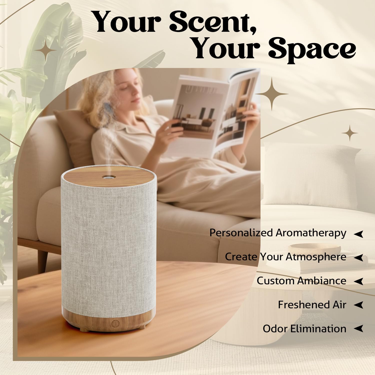 SNOWSEN amber night light adds warm, relaxing glow.