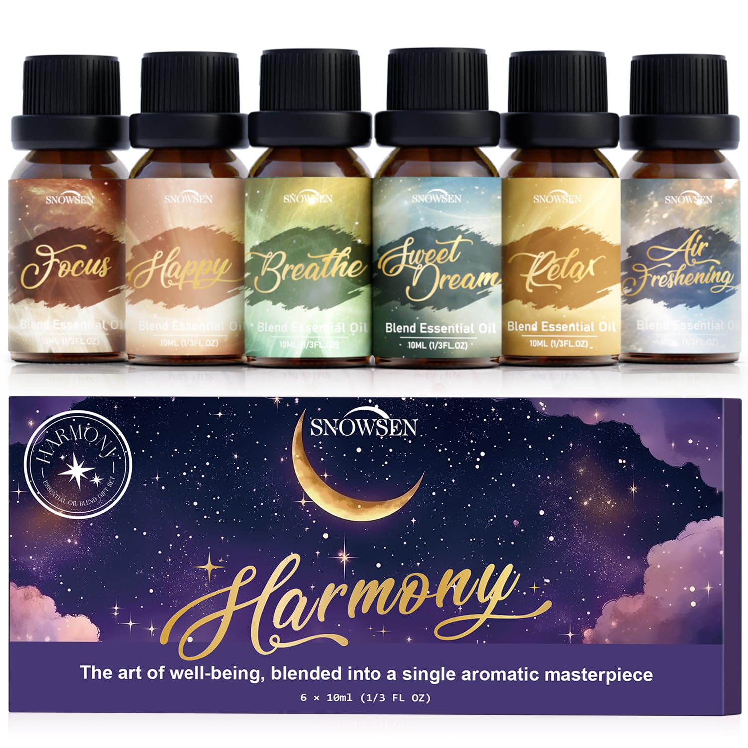 SNOWSEN Harmony box showcases six blends for home aromatherapy and diffusion