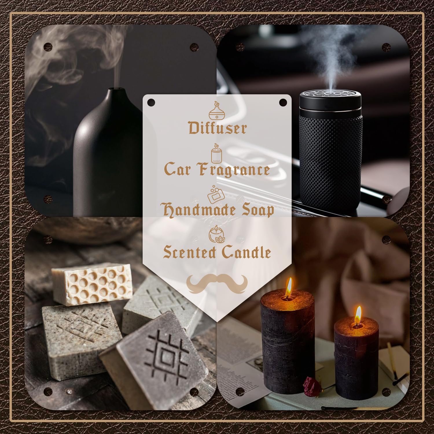 SNOWSEN Men Diffuser Oils Gift Set – amber rum bottle for warm, inviting rooms.