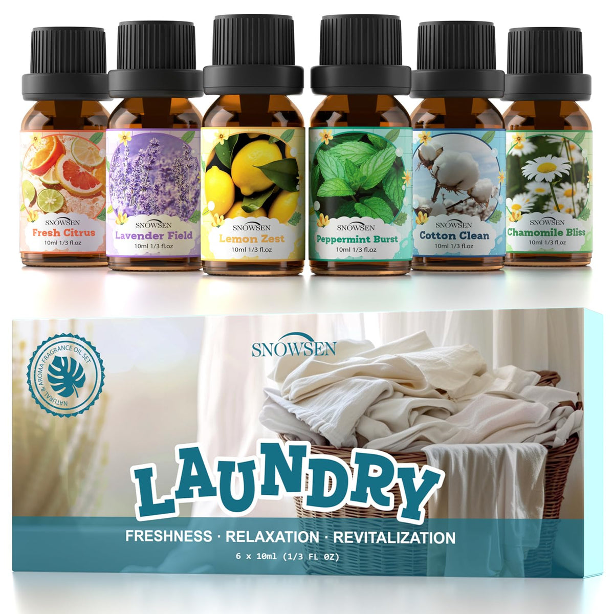 SNOWSEN set de aceites aromáticos para lavandería, aroma fresco para difusor y ambiente agradable