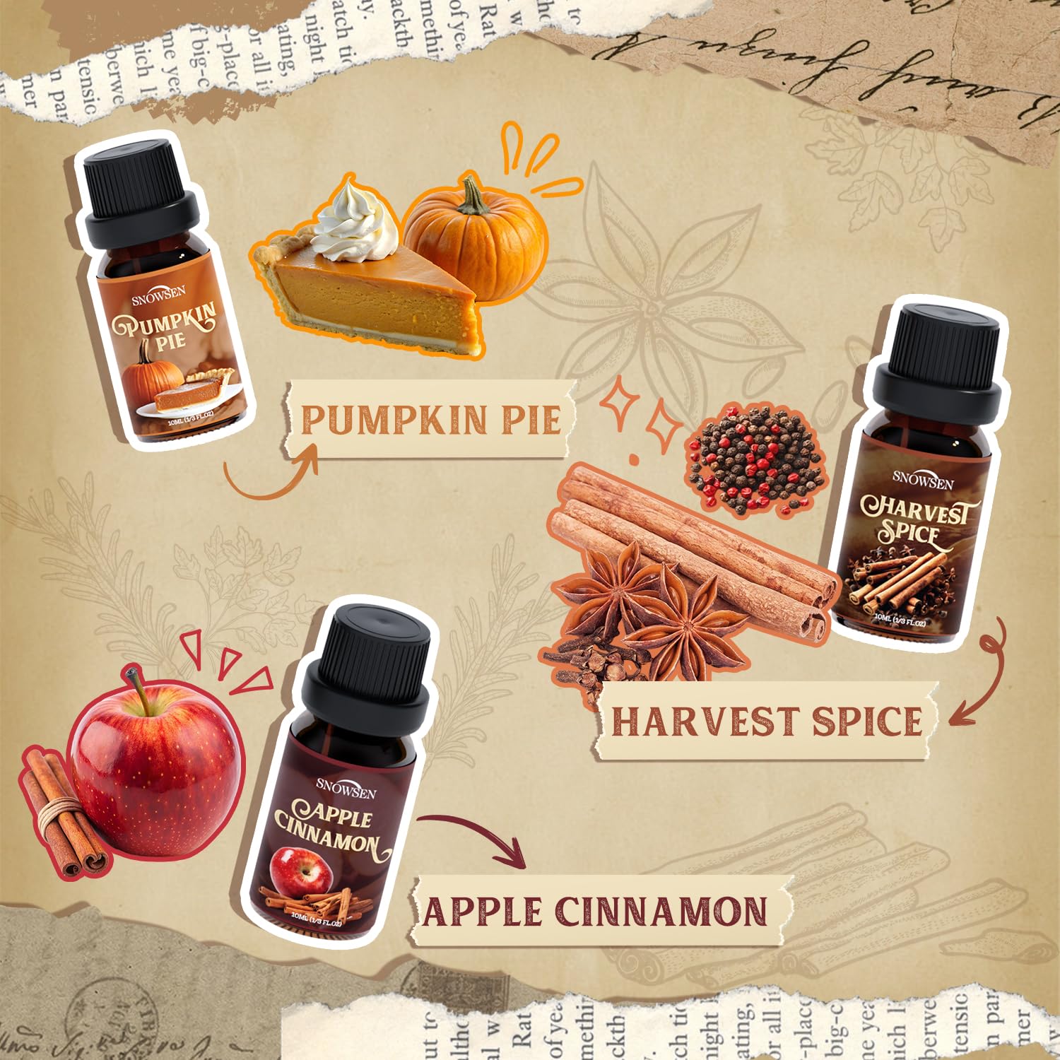 SNOWSEN Harvest Spice oil bottle for rich seasonal warmth.