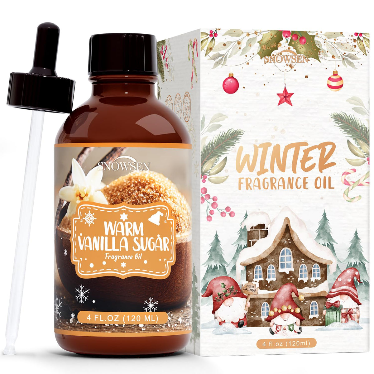 SNOWSEN Warm Vanilla Sugar bottle with dropper for precise aroma dosing.