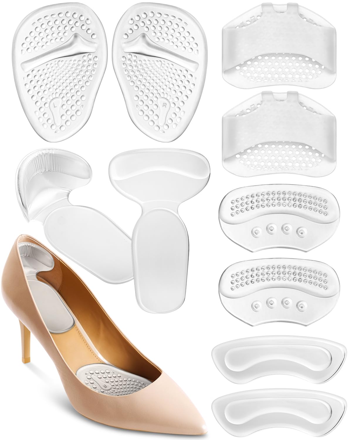 Snqqmtt high heel comfort pad inserts provide discreet gel cushioning for a better fit.