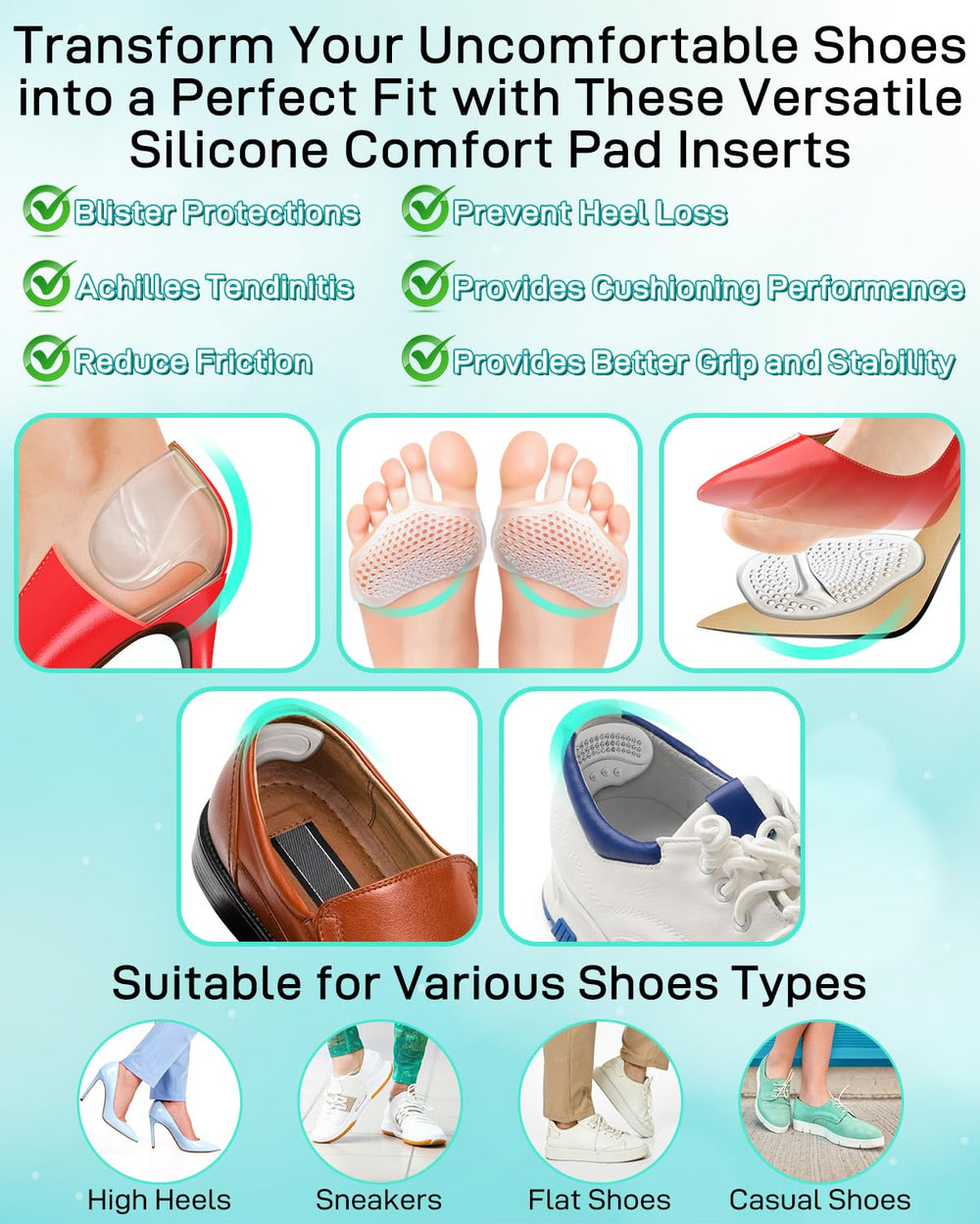 Snqqmtt transparent heel cushions stay hidden while boosting comfort.