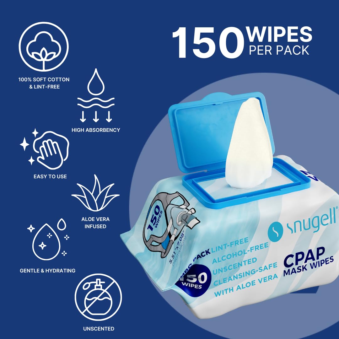 Snugell unscented travel CPAP wipes pack showing compact, ready-to-use sanitation on the go
