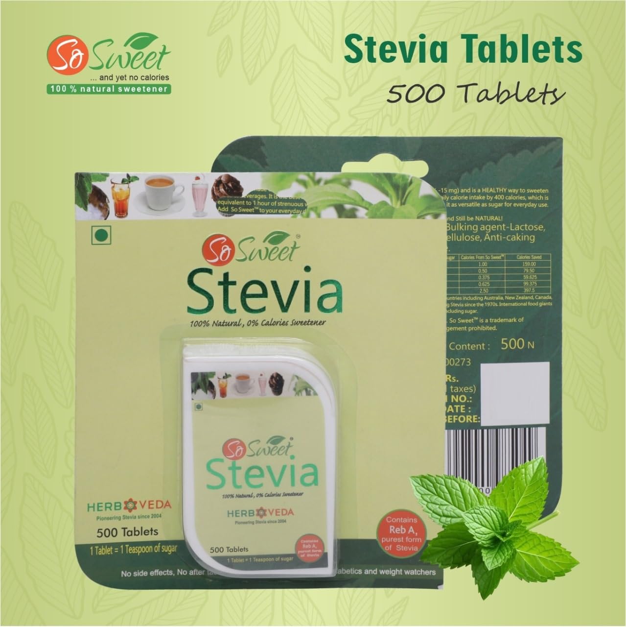 So Sweet stevia tablets added to cold beverages