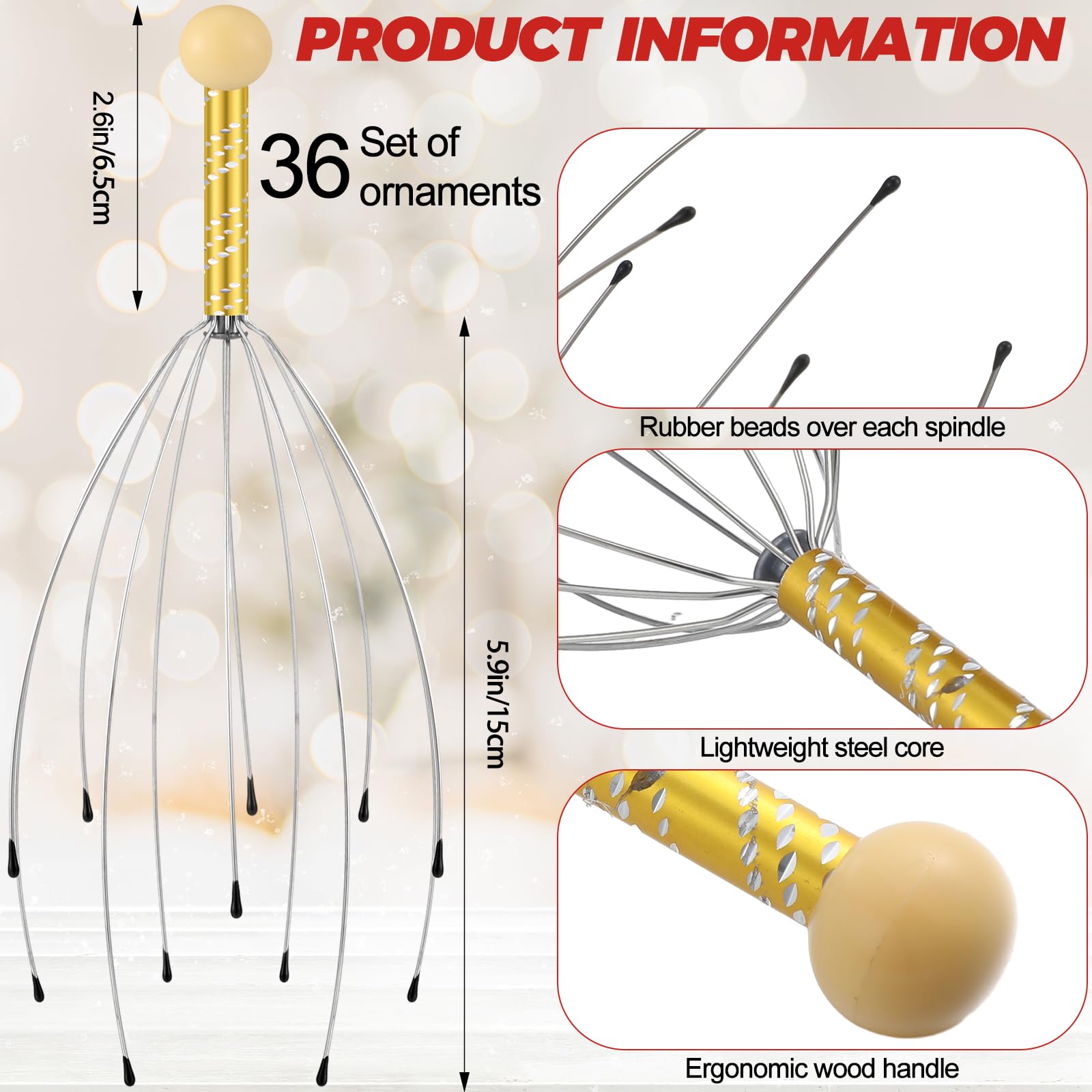 Soaoo wooden-handle scalp massager highlights ergonomic grip