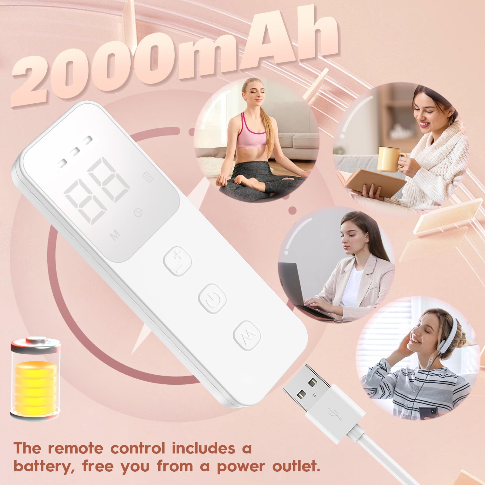 Soeumoir rechargeable 2000mAh controller for cordless use