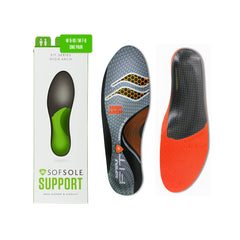 Sof Sole high-arch orthotic insole with air-filled heel and gel forefoot for comfortable shock absorption.