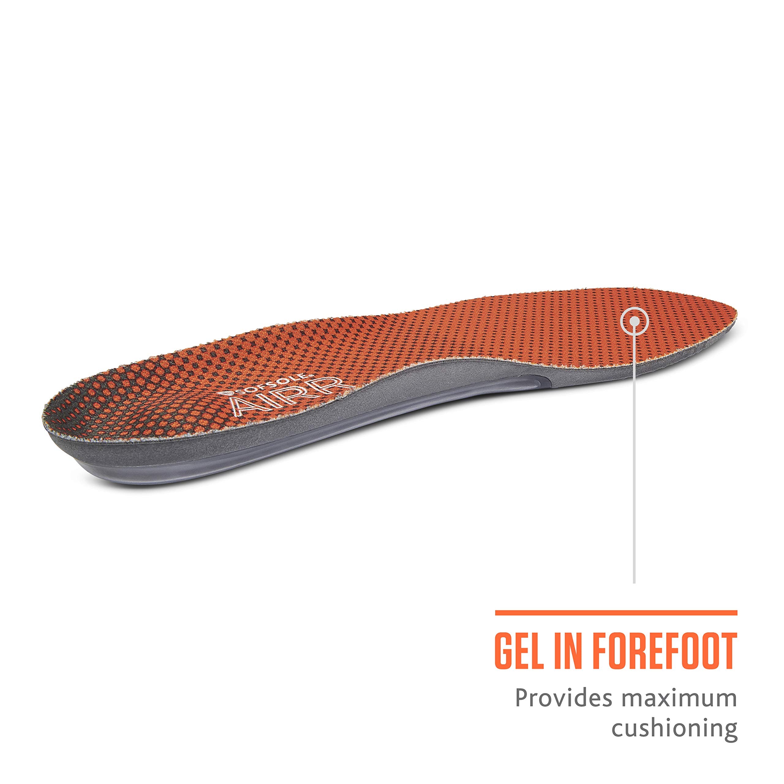Sof Sole Airr Performance Insole forefoot gel cushioning for added comfort.