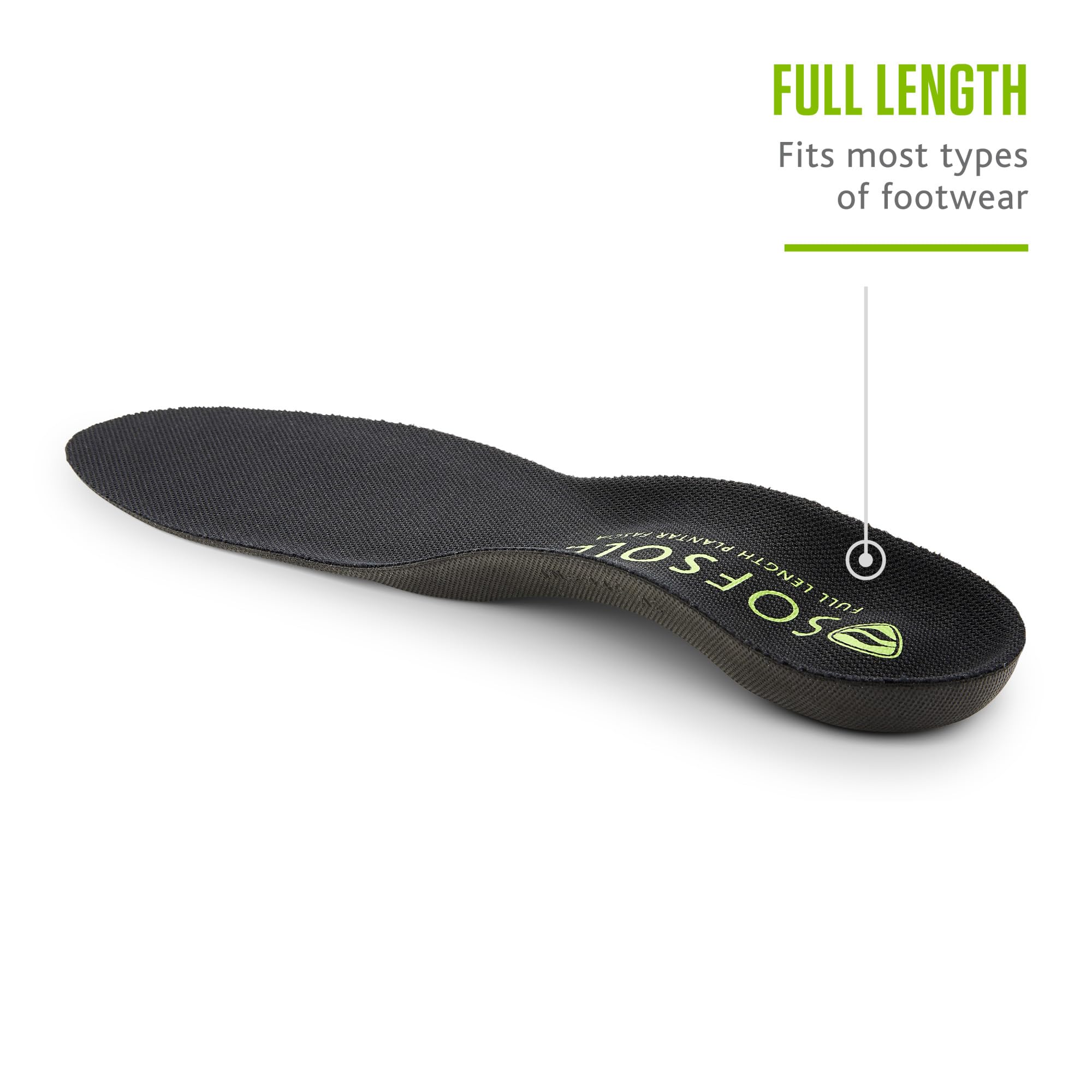 Sof Sole insole replaces existing insoles in most footwear for daily support.