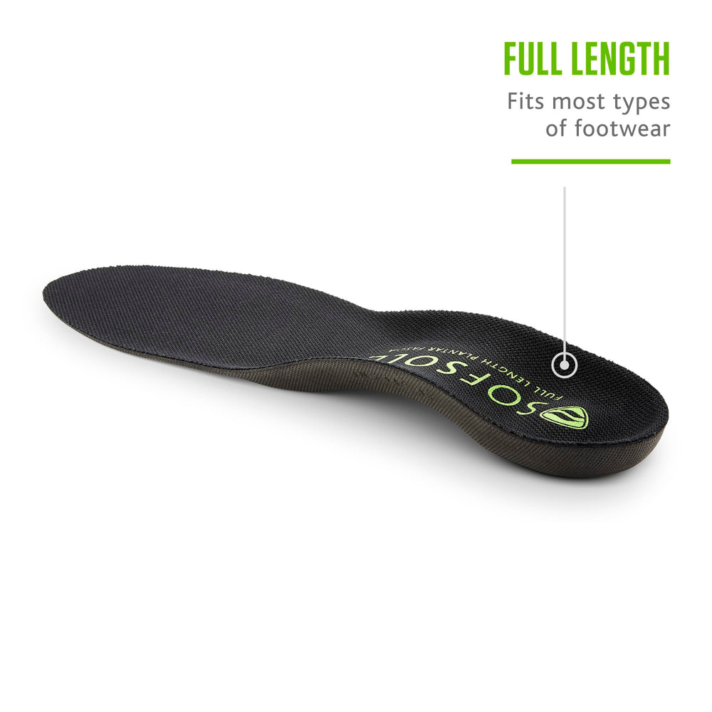 Sof Sole insole replaces existing insoles in most footwear for daily support.