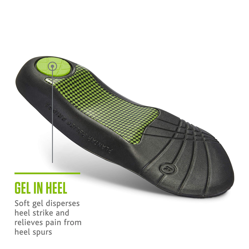 Sof Sole Plantar Fascia arch-relief bridge supports arches during long standing.