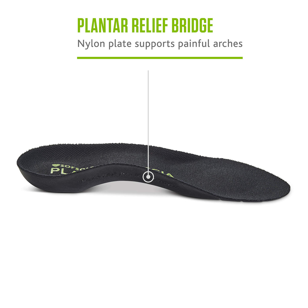 Sof Sole Plantar Fascia with gel heel cushion reduces heel strike impact.