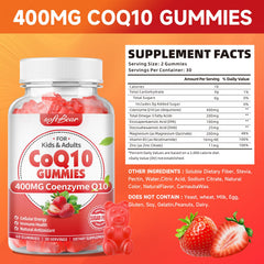 Softbear CoQ10 Gummies close-up strawberry flavor