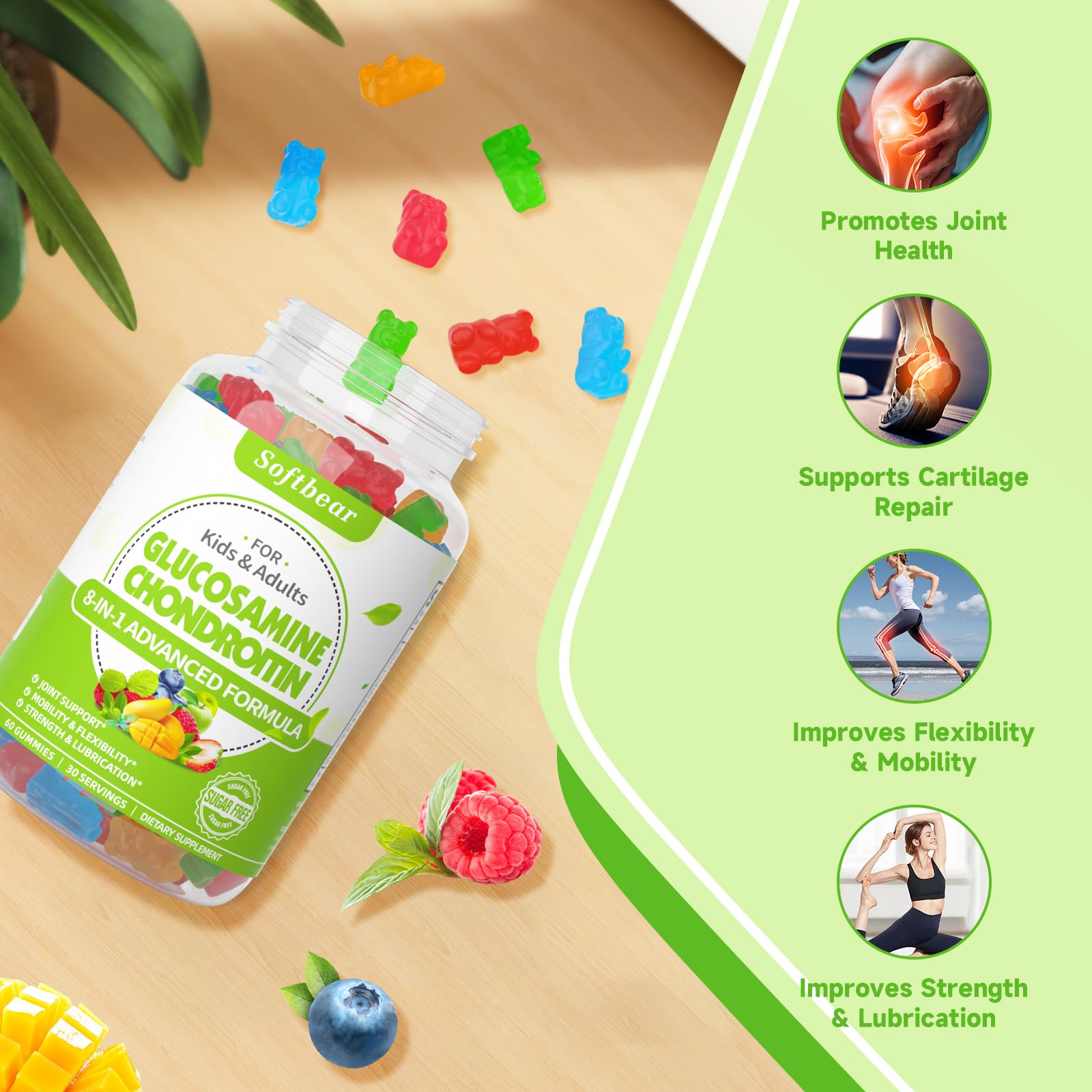 Muestra la mezcla de frutas en las gominolas Softbear.