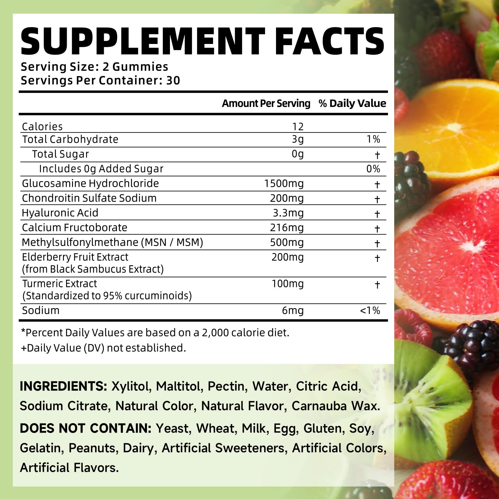 softbear glucosamine chondroitin gummies label highlights 8-in-1 blend