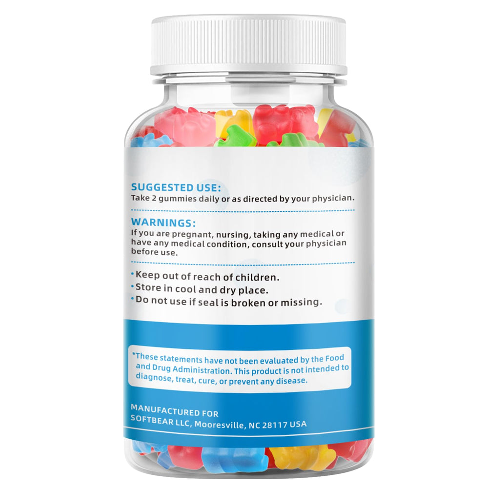 Softbear Potassium Gummies mixed fruit flavor display ready for daily use.