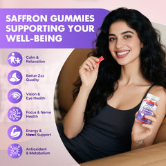 Softbear saffron gummies for kids, kid-friendly chewable for growing minds.