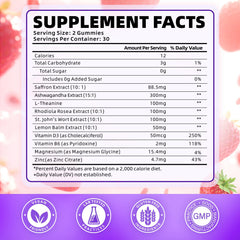 Softbear saffron gummies strawberry close-up, natural strawberry flavor and sugar-free treat.
