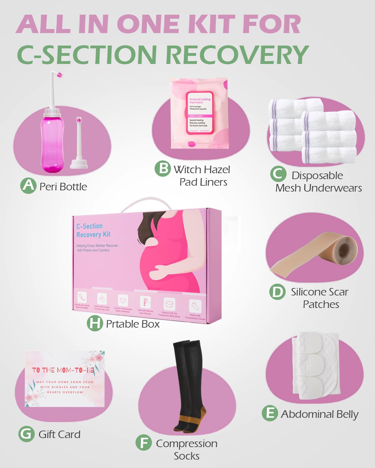 SOFTCA belly binder offers adjustable support for the incision area.