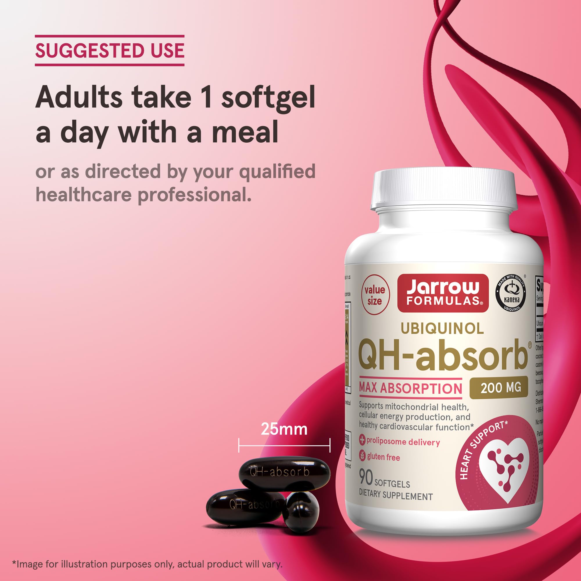 Softgel dosing guide image for Jarrow QH-Absorb.