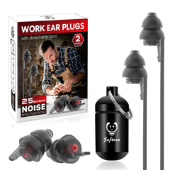 Softvox corded ear plugs in action, two-pair set for extended wear comfort.