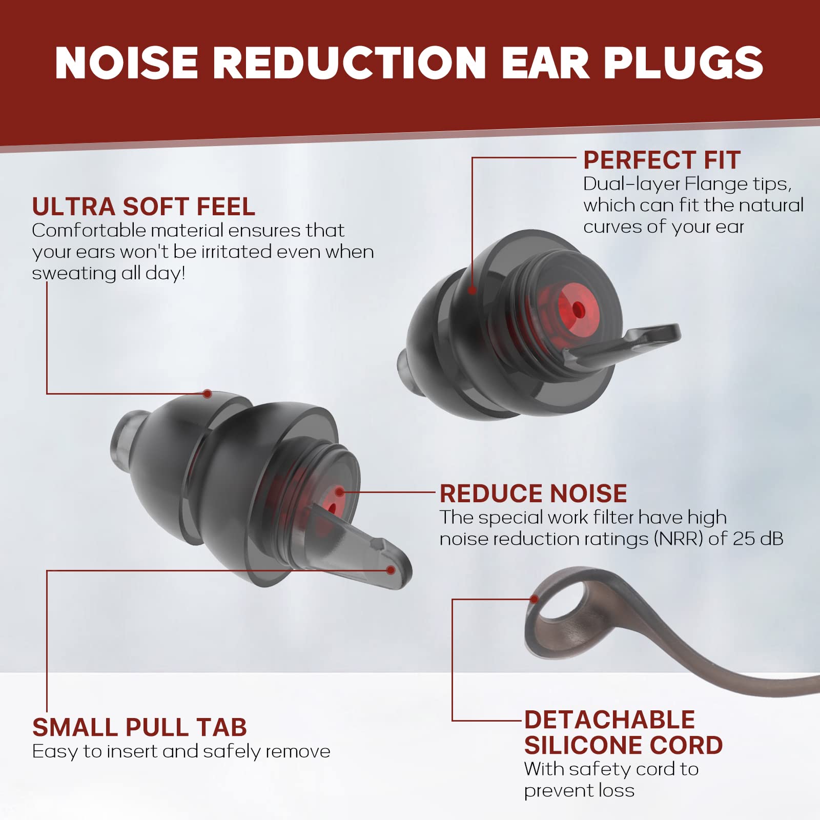 Softvox ear plugs with 2-layer flange offer a soft, stable fit.