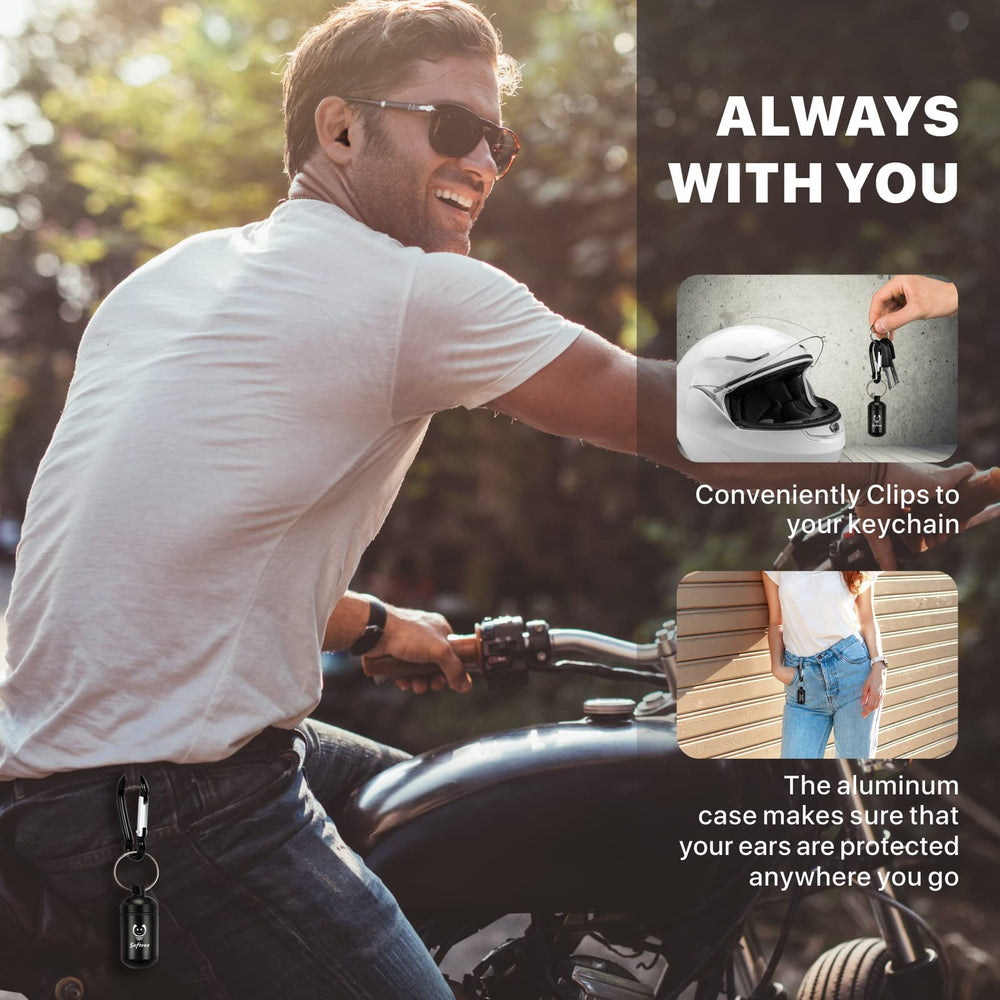 Softvox ear plugs worn under helmet for comfort during riding