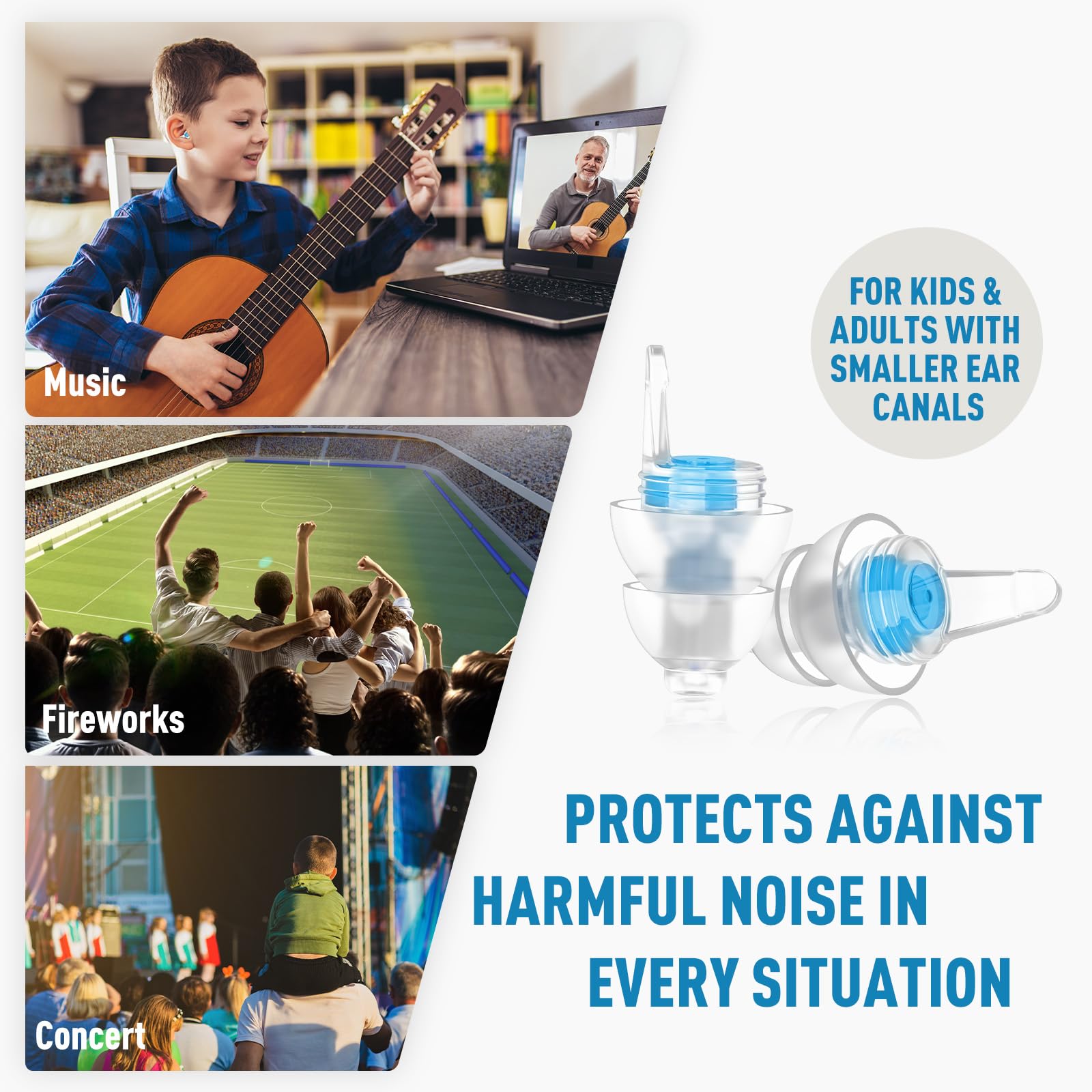 Softvox Kids Ear Plugs fit small ear canals for a snug seal
