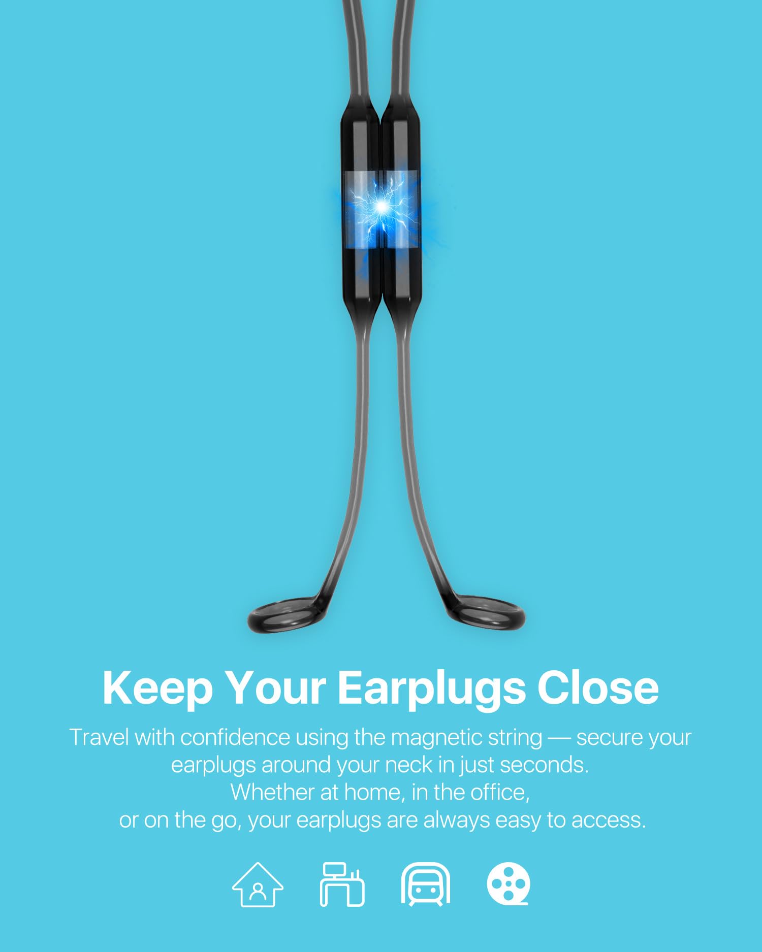 Softvox earplugs lanyard compatible with removable-tip earphones and earbuds