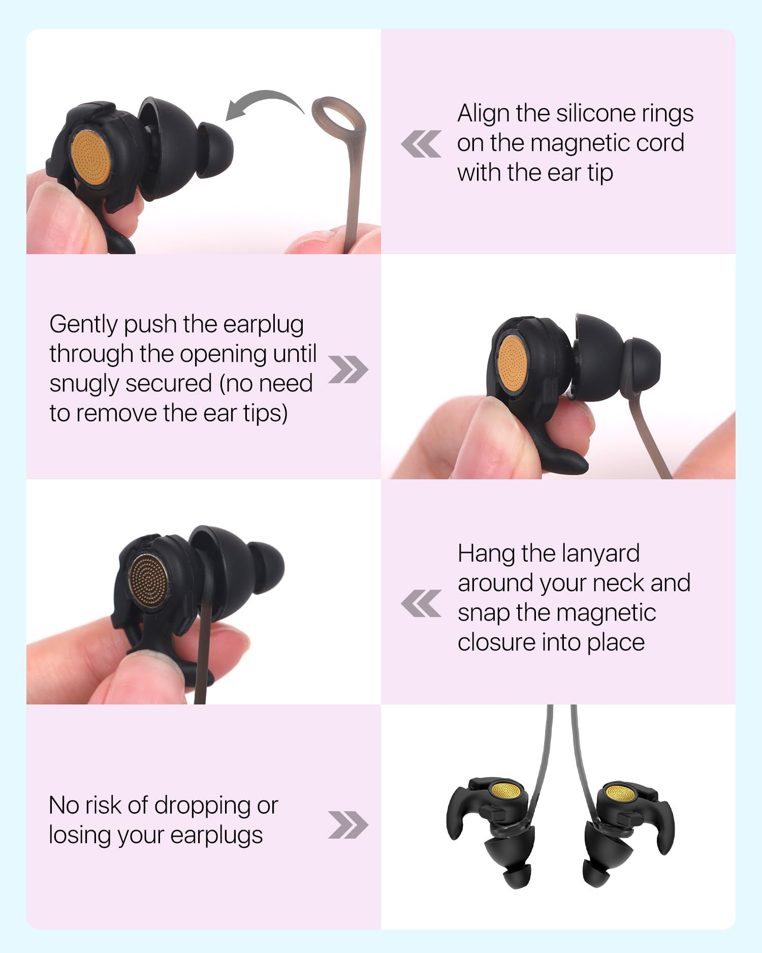 Softvox earplugs lanyard ideal for sleeping studying flights concerts and more