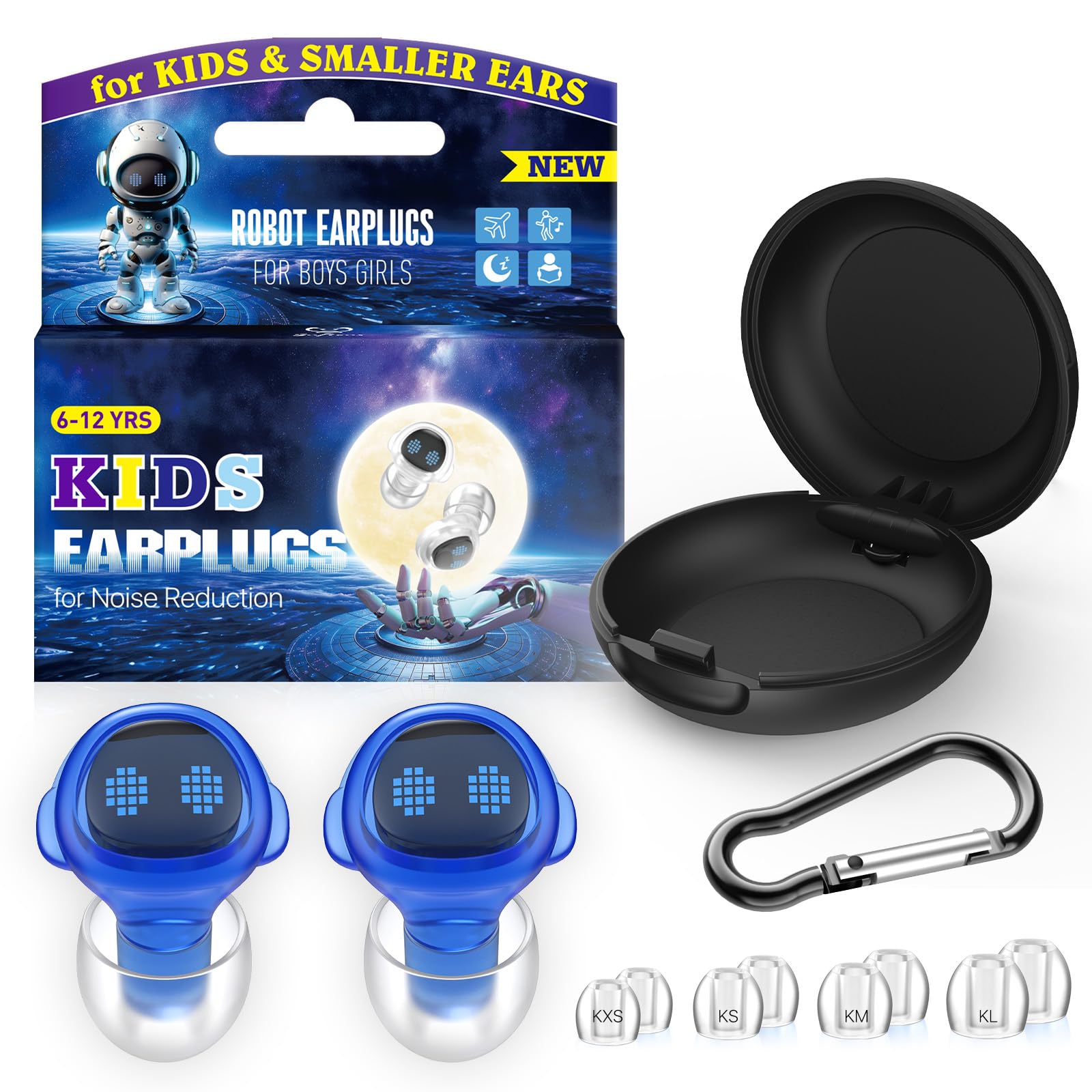 Softvox Kids Ear Plugs with four sizes fit growing ears for school and travel.