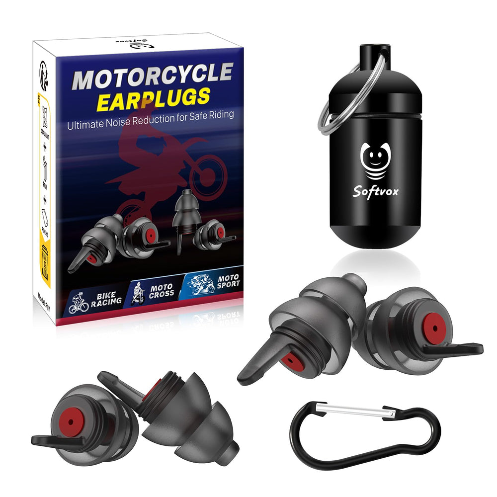 Softvox motorcycle ear plugs 2pairs reduce wind noise for clearer riding.