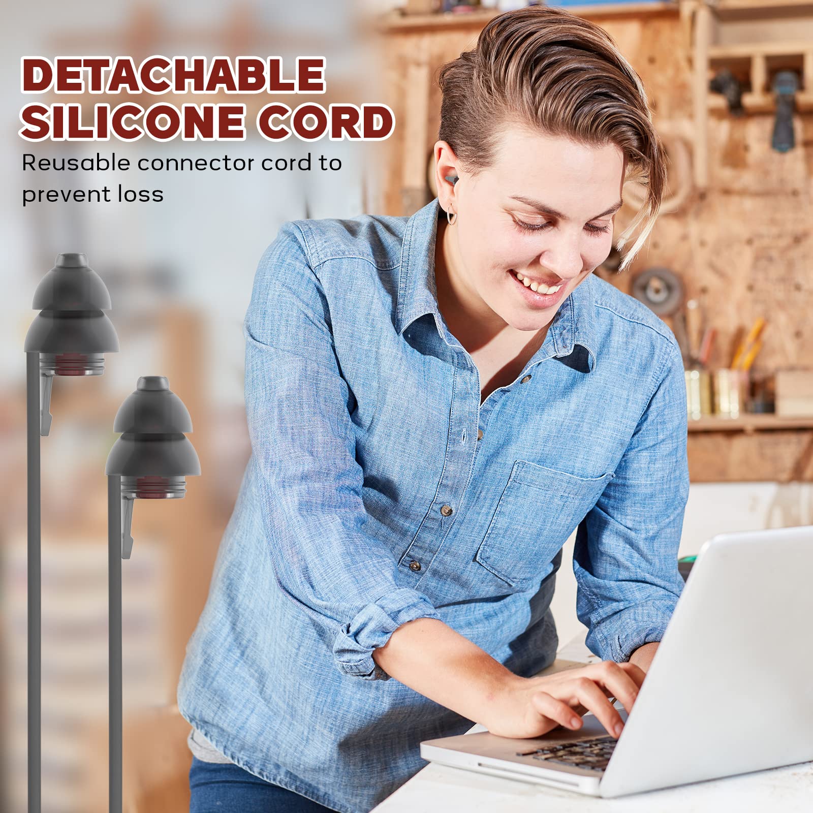 Softvox ear protection provides 25 dB noise reduction for loud workspaces.