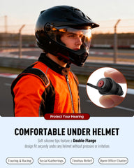 Softvox ultra-soft silicone ear plugs emphasized for helmet fit